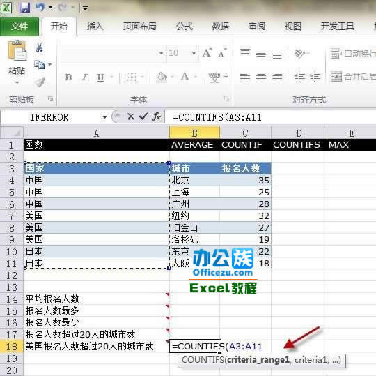 Execl2010�е�COUNTIFS��������
