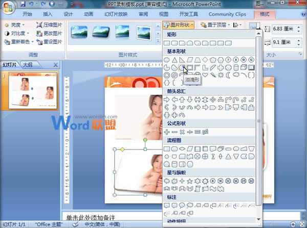��PowerPoint2007�п���Ӧ��ͼƬ��ʽ