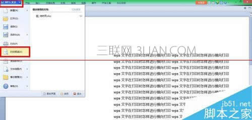 wps文字怎样打印横向