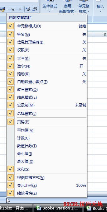����Զ���Excel2007��״̬��_��վ