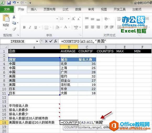 Execl2010�е�COUNTIFS��������