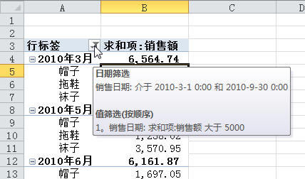 Excel����͸�ӱ����ɣ���ͬһ���ֶ�Ӧ�ö��ɸѡ