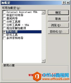 �������VBA����Excel�е�F1��