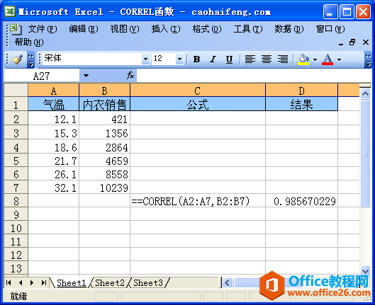 Excel��ʹ��CORREL����