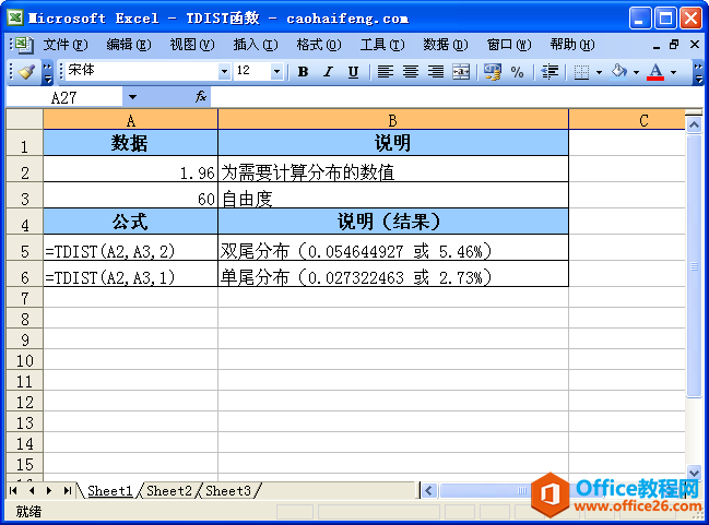 Excel��TDIST�������﷨���÷�