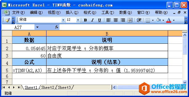 Excel��TINV�������﷨���÷�