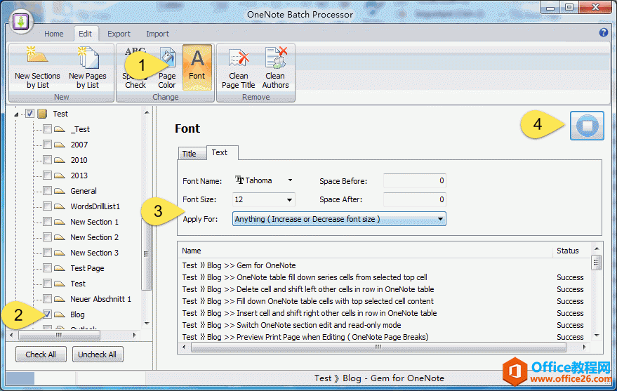 ��δ�ֲ����� OneNote ҳ���������塢��С��������