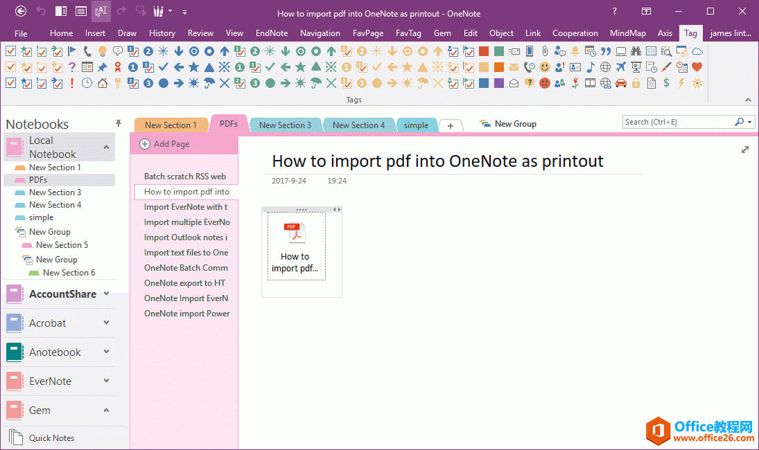 ��ת�� OneNote ҳ�棬���� PDF ����