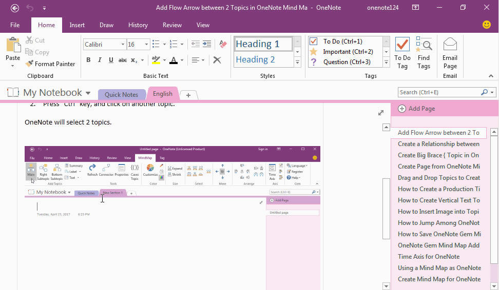 ����Ϊ���� OneNote ҳ�洴������Ŀ¼��٣���Ϊÿ���������ӷ���Ŀ¼��ǩ