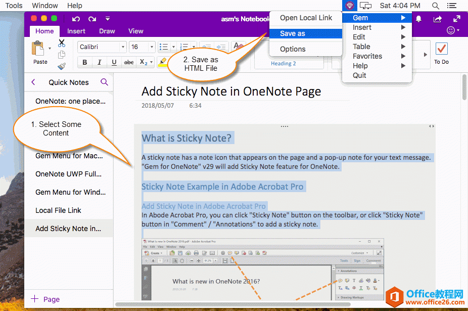 ��һ������ Mac OneNote ��ѡ������