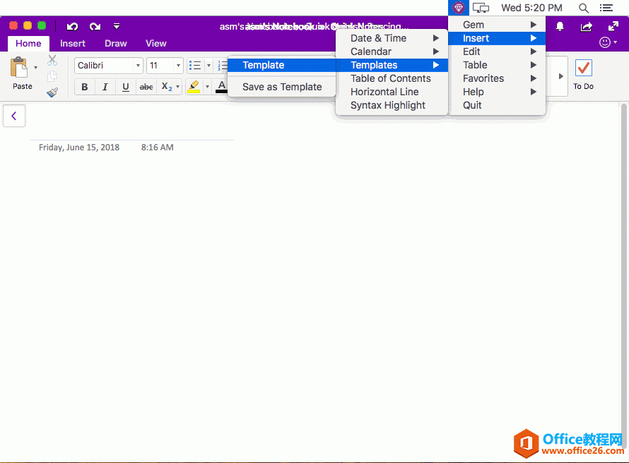 ��δ���������ѡģ�壬�����뵽 OneNote ��