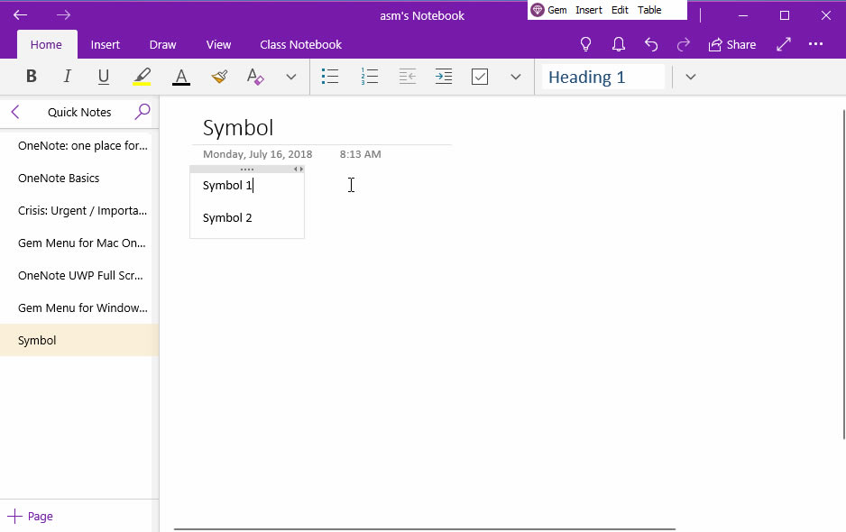 ʹ���䱦�˵� Gem Menu for OneNote UWP ���Ӽ�����û�еķ��ŵ� OneNote for Windows 10 �
