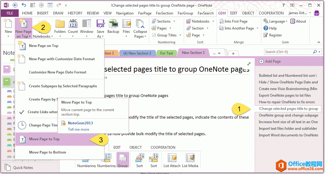 ���һ���ƶ� OneNote ѡ��ҳ�浽��������