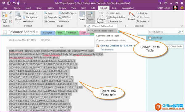 ����� OneNote ��ת���ı�Ϊ����
