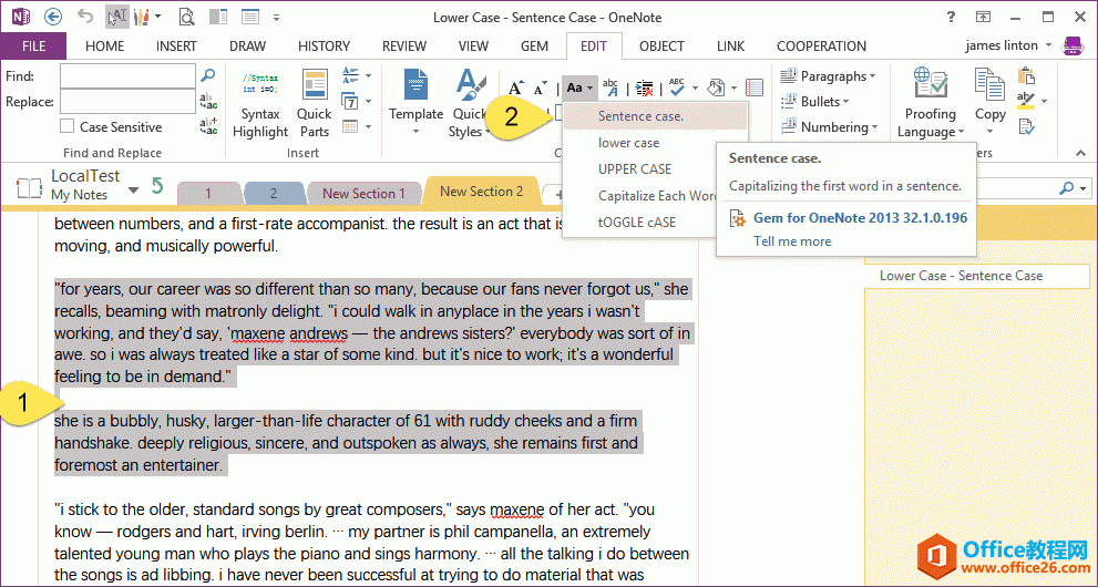 OneNote ����������о�����ĸ��д