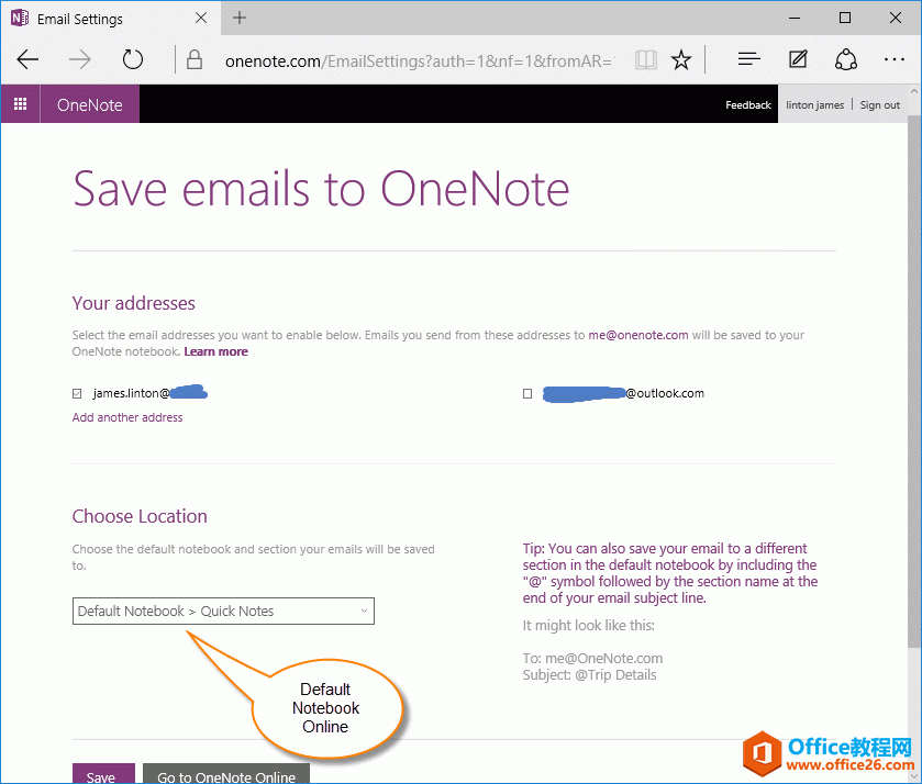 ��ɶ�ط���������� me@OneNote.com ��Ĭ�ϱʼǱ���