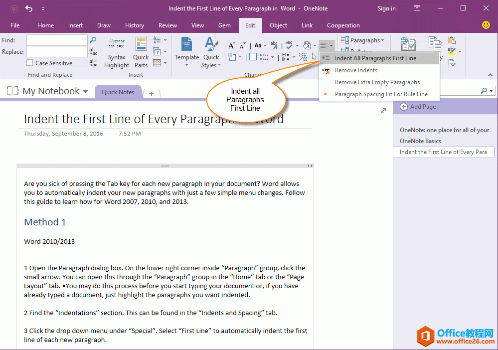 һ������ OneNote �����ж��������