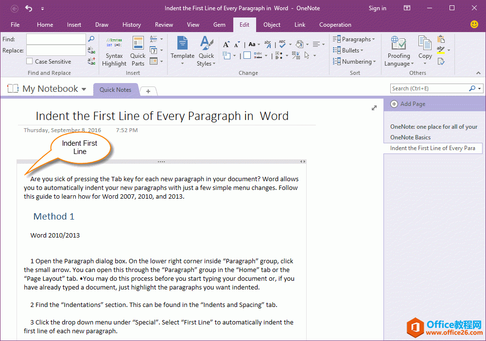 ���һ������ OneNote �����ж��������