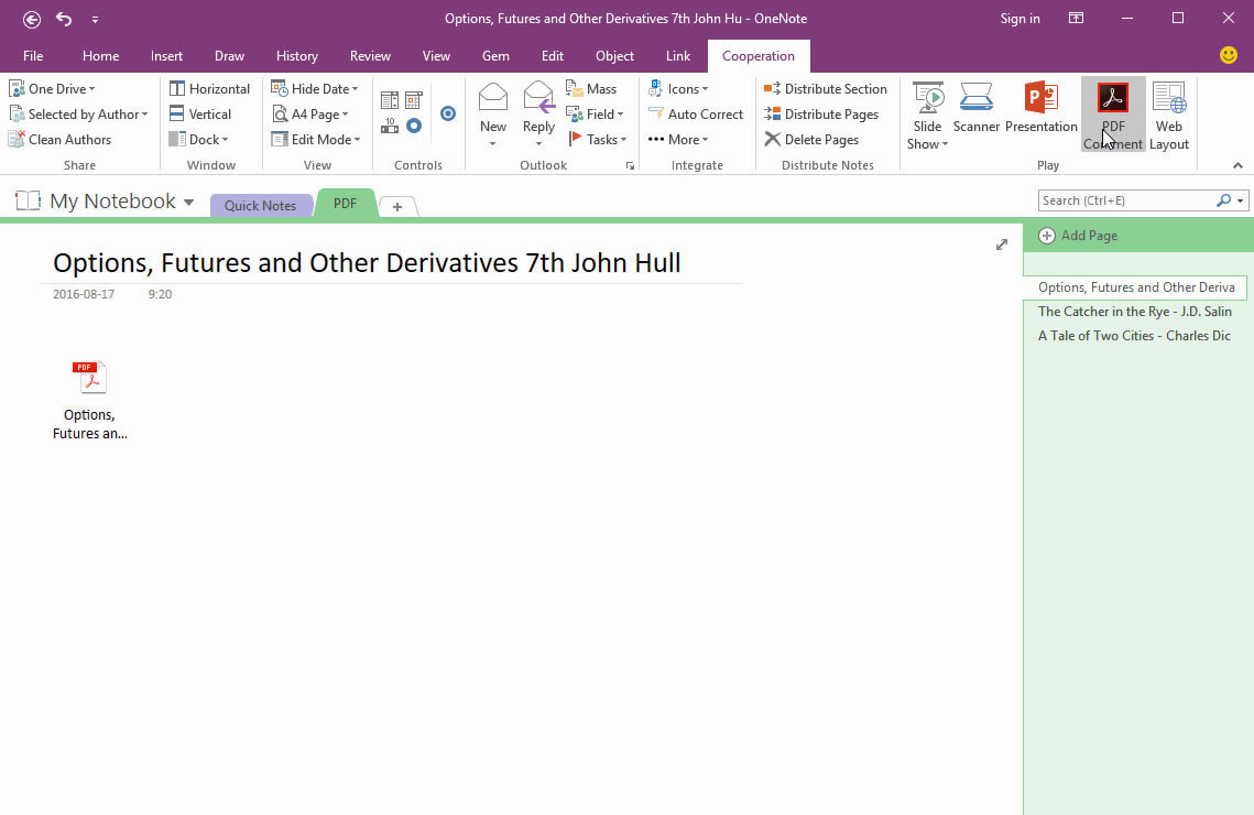 ���ֱ���� OneNote ��鿴����ע PDF ����