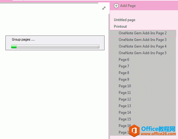 ��δ�ֲ�����ѡ�е�ҳ���������� OneNote ҳ��
