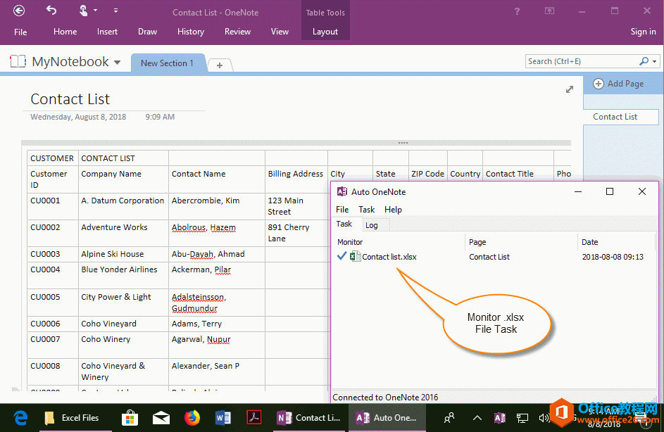 ָ��һ�� Excel �ļ���������ͬ������ǰ OneNote ҳ��