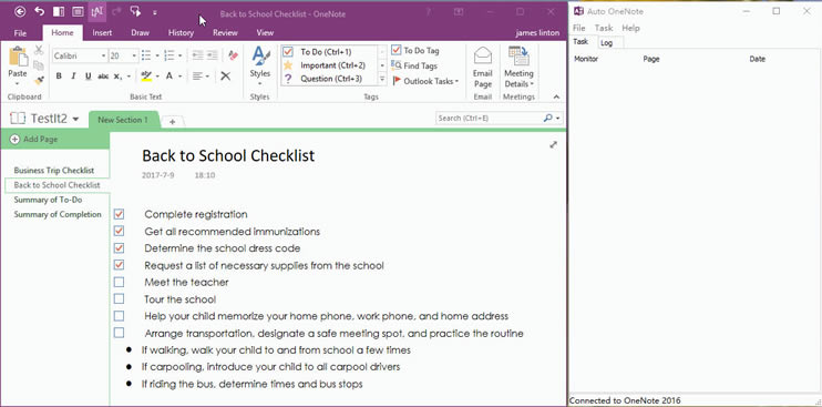 ��δ��� OneNote ����ҳ�棬�ֱ��Զ�ʵʱ����δ��ɵ�������ɵĴ�������