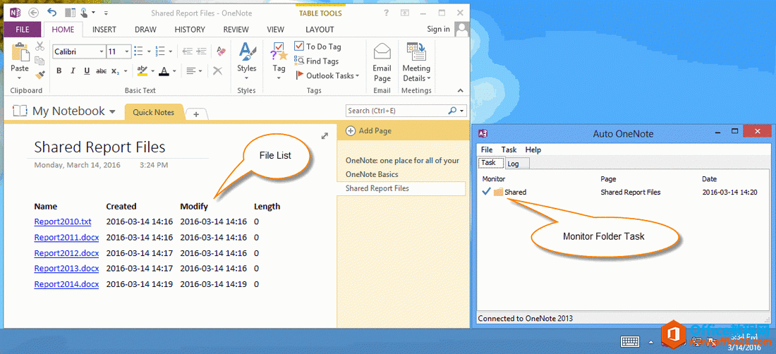 �������񲢱����ļ��б��� OneNote ҳ��