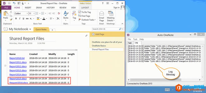 ��μ���һ�� Windows �ļ��У��Զ����沢ˢ���ļ����ĵ�һ�� OneNote ҳ����