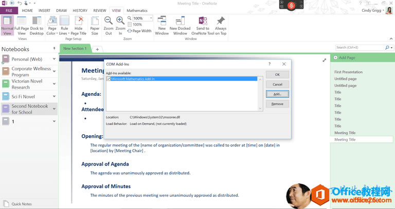 ���ӻ�ɾ��Microsoft OneNote�еļ�����