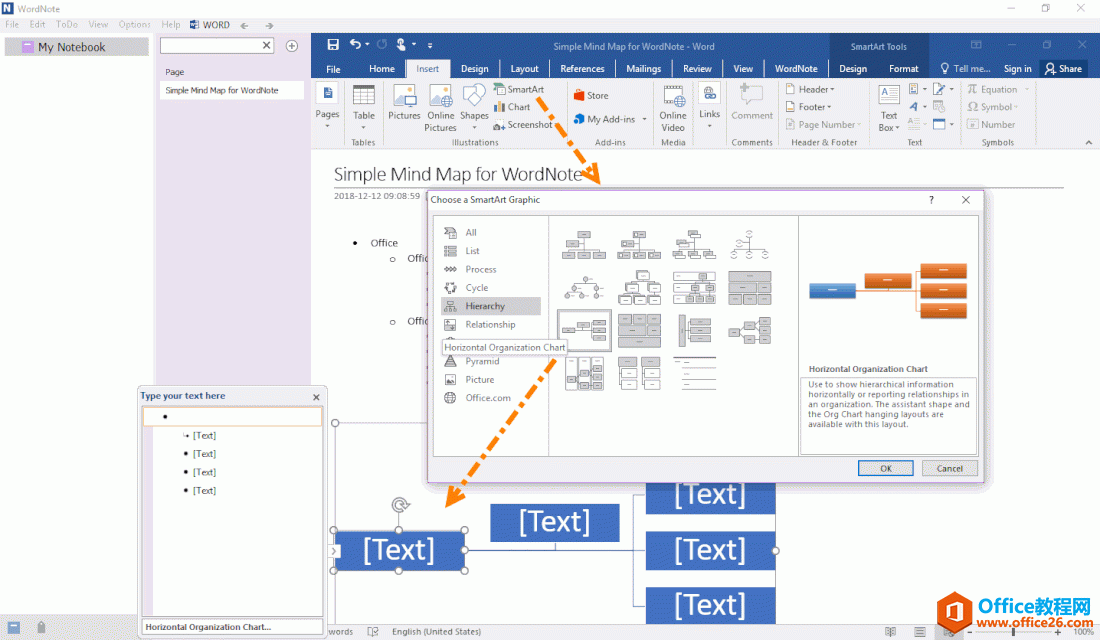 ����һ�� SmartArt ˮƽ��֯�ṹͼ 