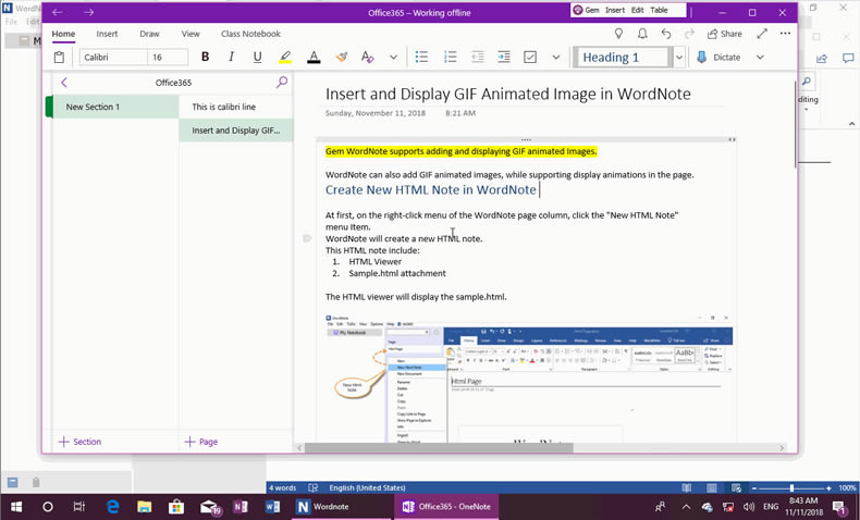 ʹ�� Gem Menu for OneNote UWP ������Ϊ���ܣ����� OneNote �����ݵ� WordNote �