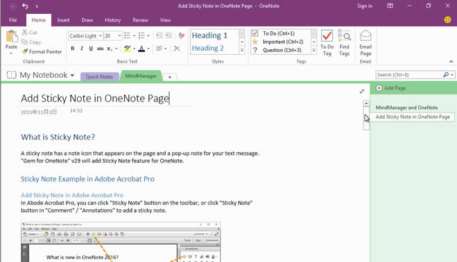 ����� MindManager ��һ�����ɵ�ǰ OneNote ҳ���Ŀ¼���˼ά��ͼ��