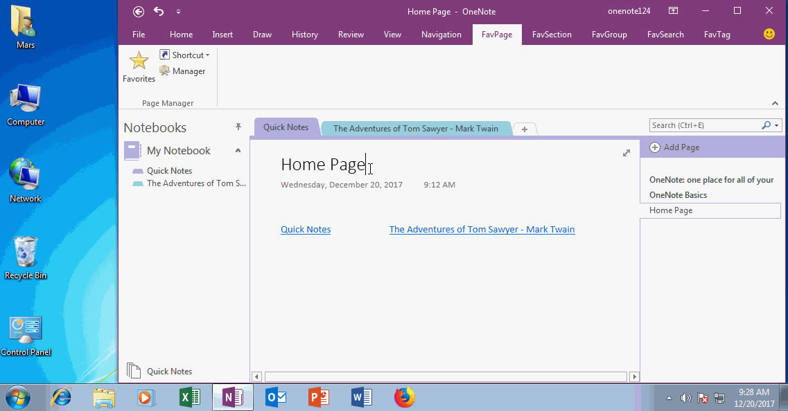 ��������Լ��� OneNote ��ҳ Home Page