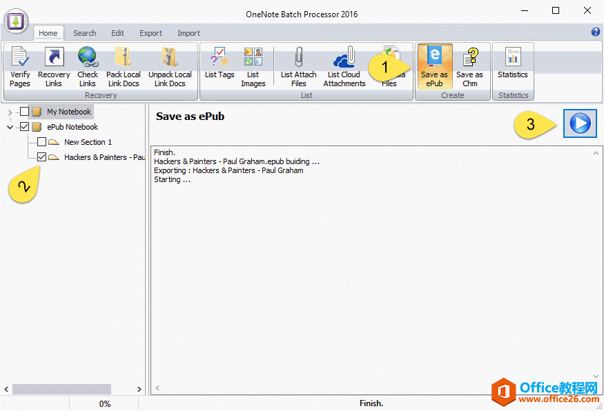ʹ�� OneNote Batch ���� ePub ������ 