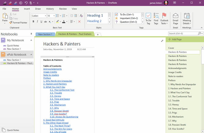�����ɱ���һ�� OneNote ������ת����������һ�� ePub ������