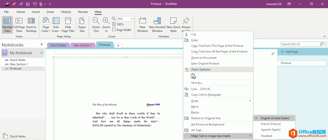 ����� OneNote ���¶�����ͼƬ���� OCR����ʶ��