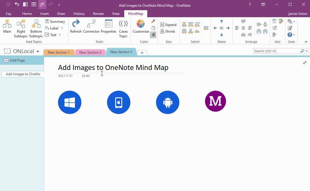 ����� OneNote ˼ά��ͼ�����������ͼƬ��