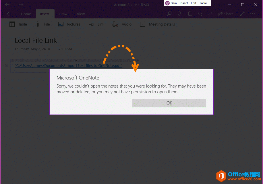 ��δ� OneNote ��ı������ӣ�