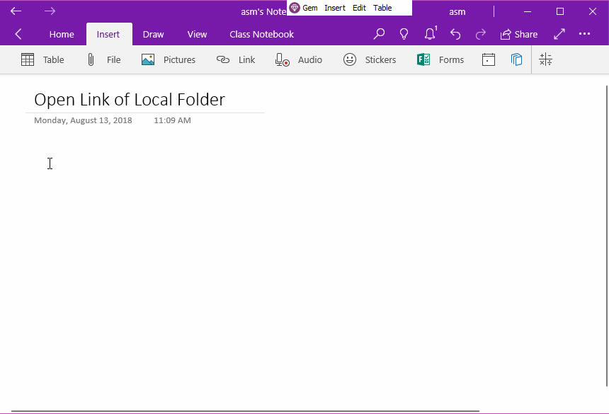 ʹ���䱦�˵����� OneNote for Windows 10 ��UWP) ��ı����ļ��е����ӡ�