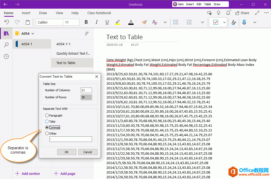 ����� OneNote UWP ��ת����ʽ�����ı�Ϊ����