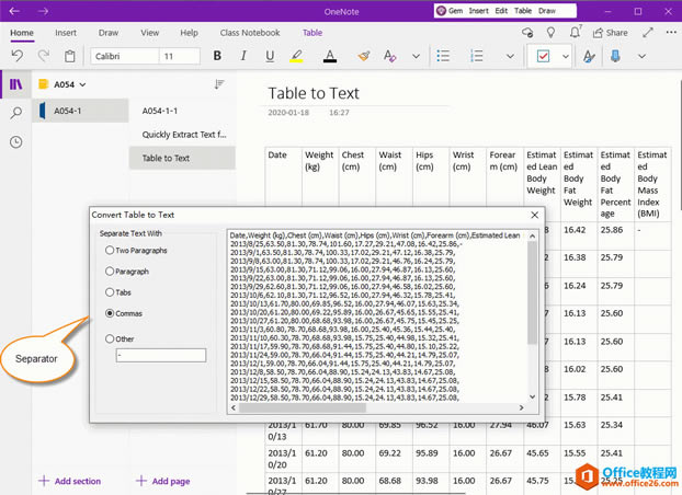 ����� OneNote for Windows 10 �У�ת������Ϊ�ı�