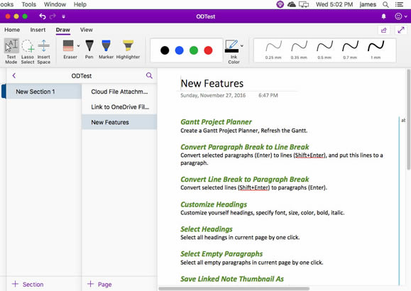 ʹ���䱦�˵� Gem Menu for Mac OneNote �������������ڱ���� OneNote ҳ�档
