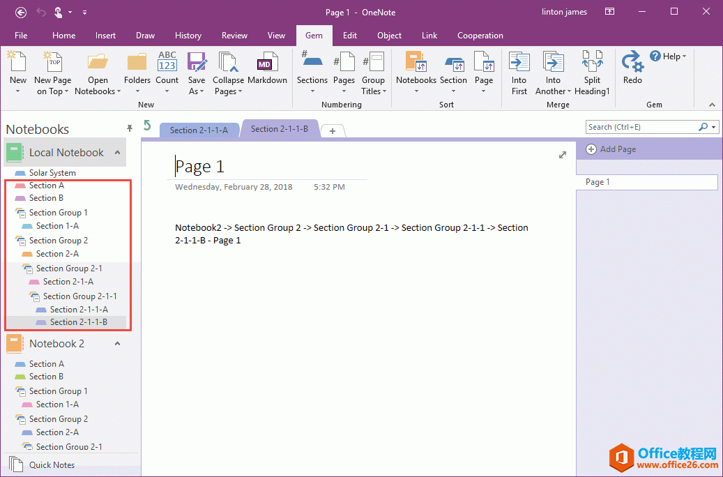 ��κϲ� OneNote ��� 2 ���ʼǱ���