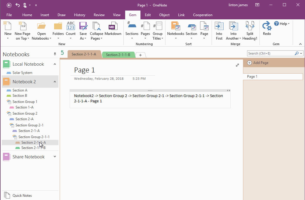 ��κϲ� OneNote ��� 2 ���ʼǱ���