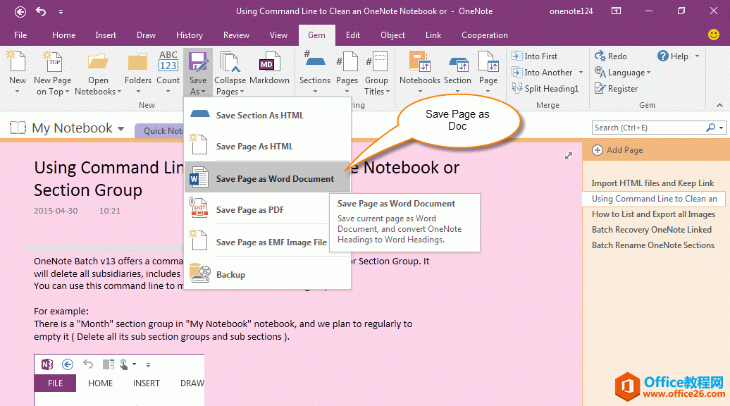 ���� OneNote ҳ��Ϊ Word �� .docx �ĵ�
