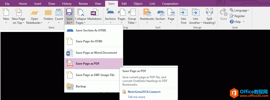 OneNote Gem ����ҳ��Ϊ PDF �ļ�