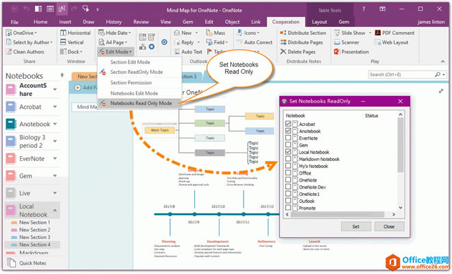 ���һ�����ö�� OneNote �ʼǱ�Ϊֻ��