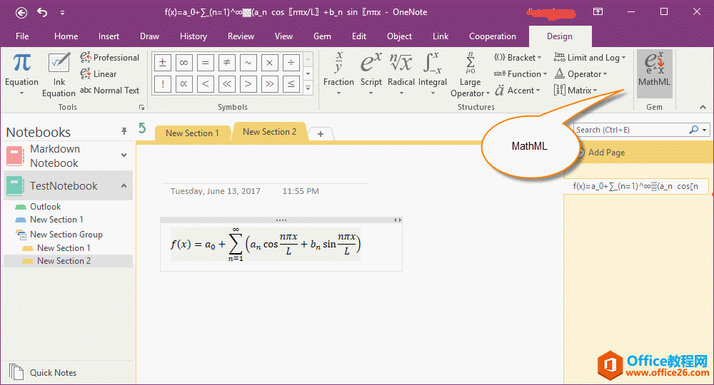 ���ת�� OneNote ��ʽΪ MathML����Ӧ�õ� HTML5 ҳ����