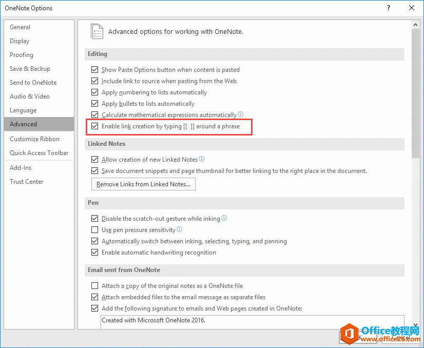 ����� OneNote �д��ڶ����������� [[ ]] ���Զ��������Ӽ���