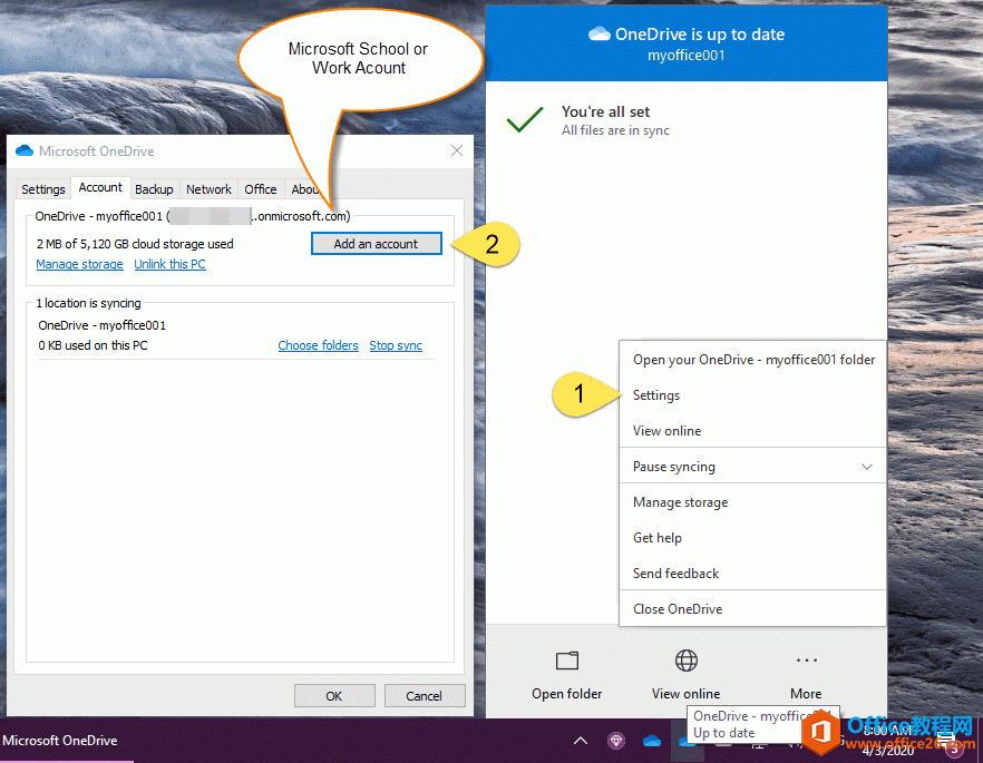 �� OneDrive for Business�е�¼΢��ѧУ�����˻�